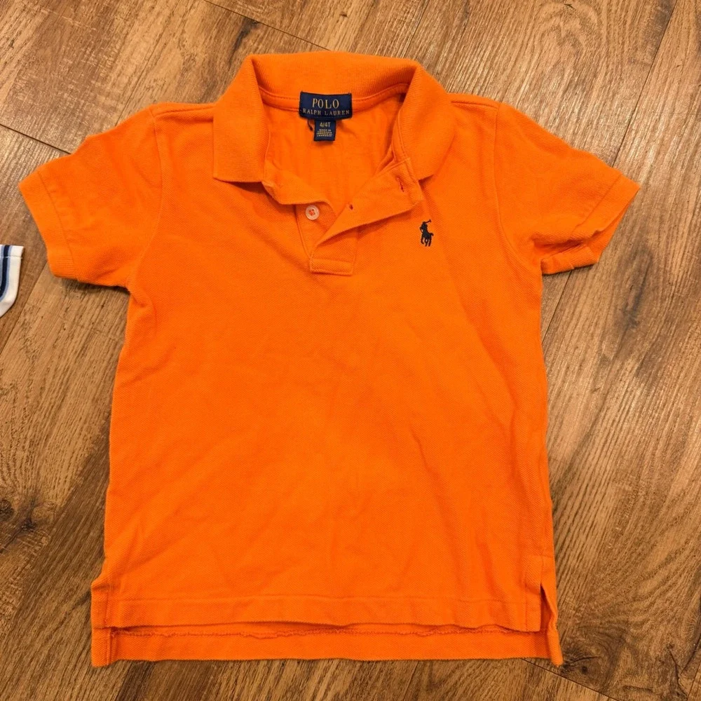 Polo Ralph Lauren Kids Shirts Bundle 5pc Size 4T Orange White Striped Polos Tees - Picture 2 of 16